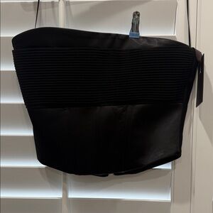 pintuck bandeau satin corset top